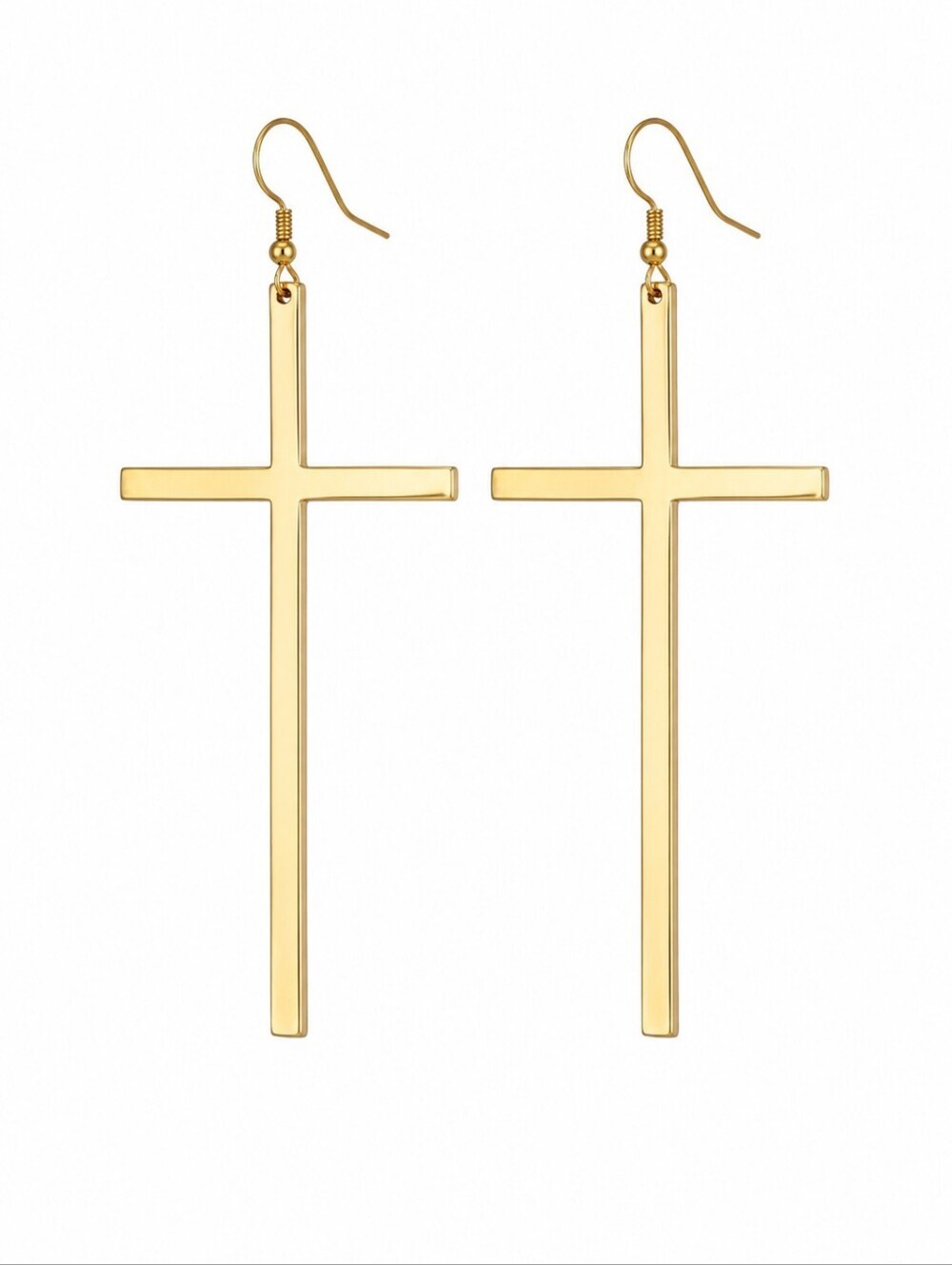 3/$30 Goldtone Jumbo Cross Dangle Hook Grunge Earrings